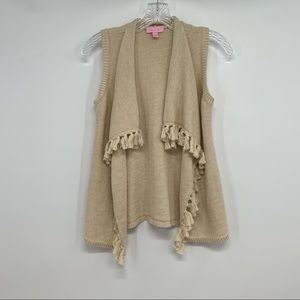 Lilly Pulitzer Girls L(8-10) Gold Mini Abbott Sweater Cardigan Fringes